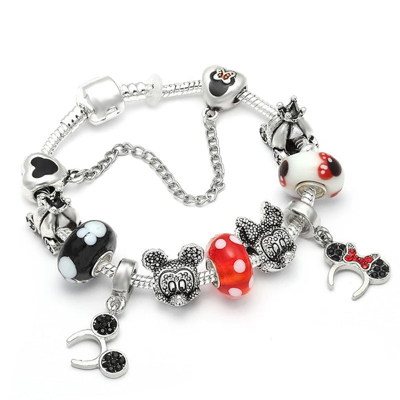 Mickey Minnie Silver Bracelet